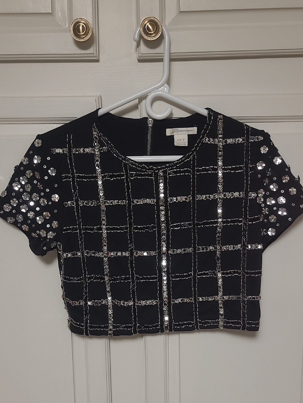 Urban Outfitters' Boutique Brand Glamorous Black Beaded Evening Crop Top